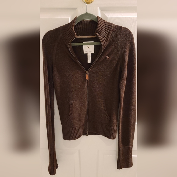 Abercrombie & Fitch A&F Brown Zip Jacket Size Large - Picture 2 of 3